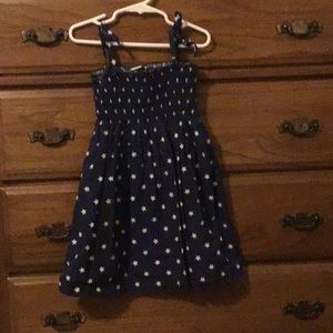 COPPER KEY girls 4 navy & white star 4th of July smocked spaghetti strap dress